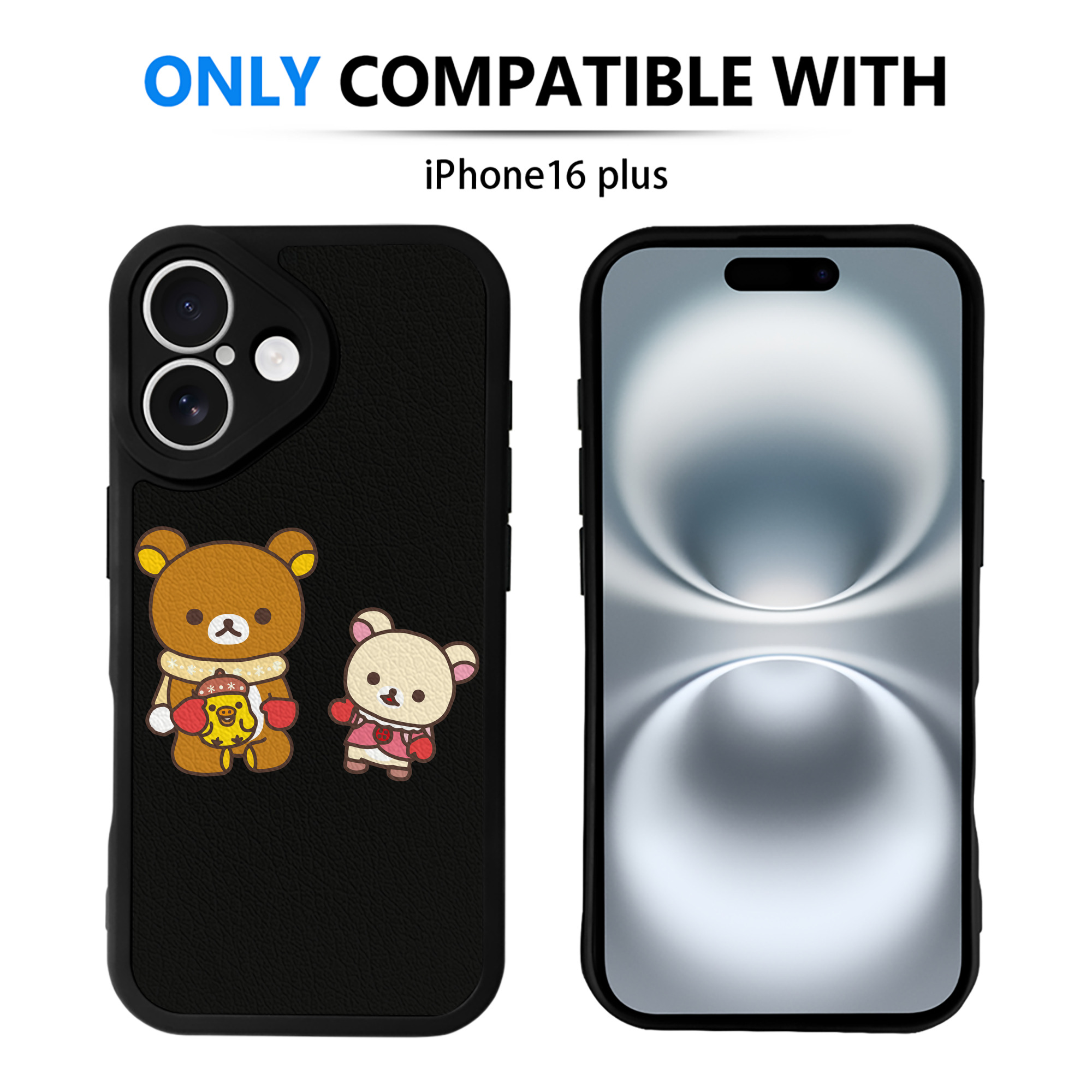 （画像用） リラックマ リラックマ キイロイトリ Rilakkuma Korilakkuma Kiiroitori 【iPhone 16シリーズ対応】シリコンスマホケース（レザー調） 材質：シリコン